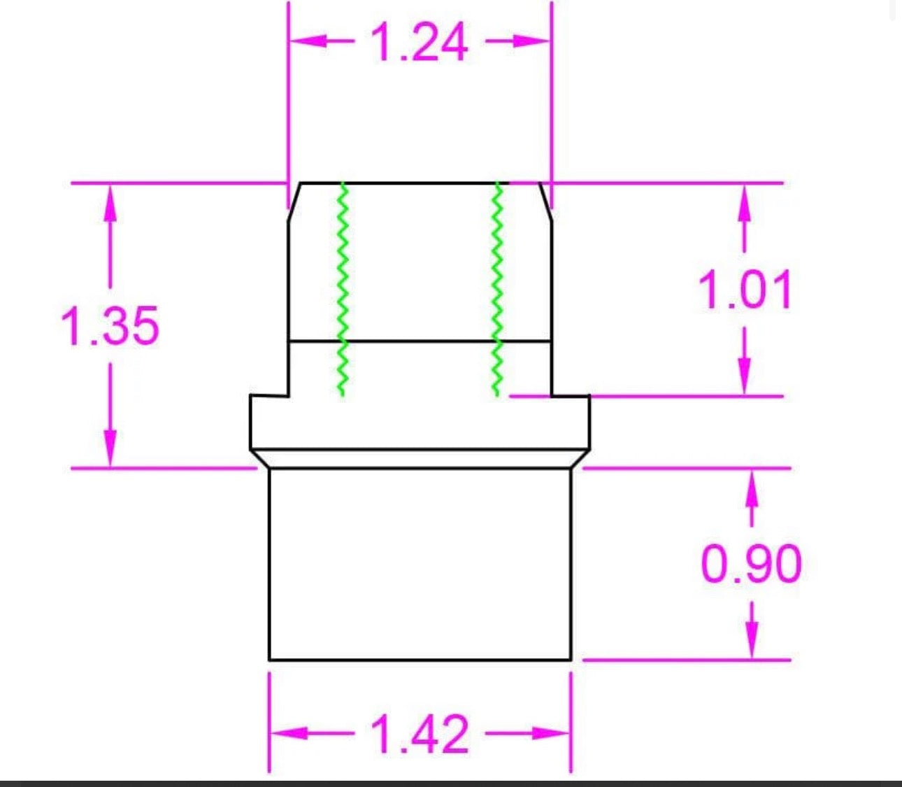 Tube End Adapter Weld Bung 3/4-16 Left Hand for 1-5/8" x .083" Tubing