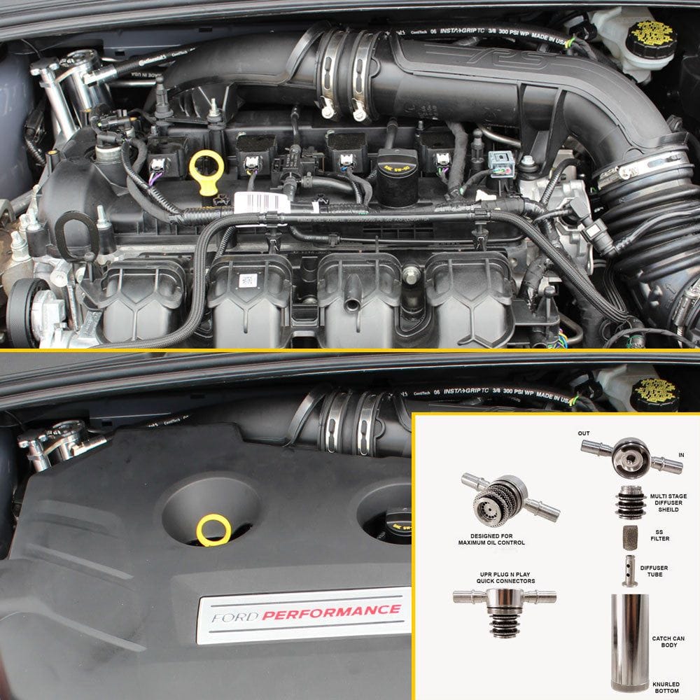 Plug N Play™ Crankcase Oil Catch Can (fits 11-19 Ford Focus ST 2.0L, RS 2.3L) UPR