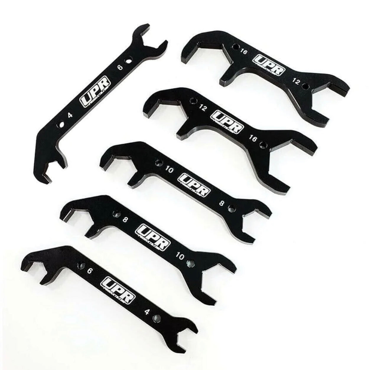 UPR 7075 Billet Aluminum Black Phantom Angled 6pc AN Wrench Set
