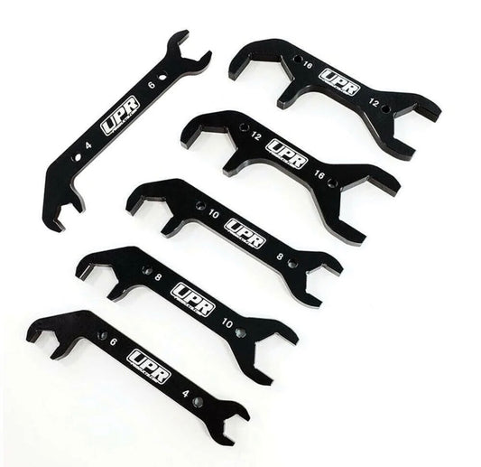 UPR 7075 Billet Aluminum Black Phantom Angled 6pc AN Wrench Set