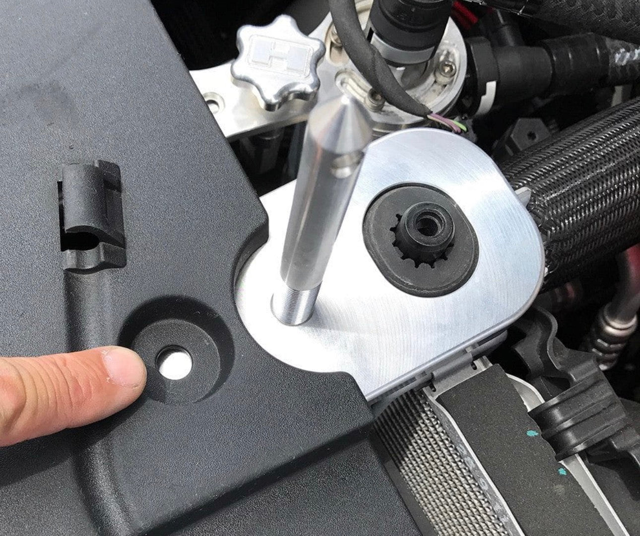 Billet Radiator Hold Down Hood Pin Kit Mount (fits 15-24 Mustang) UPR